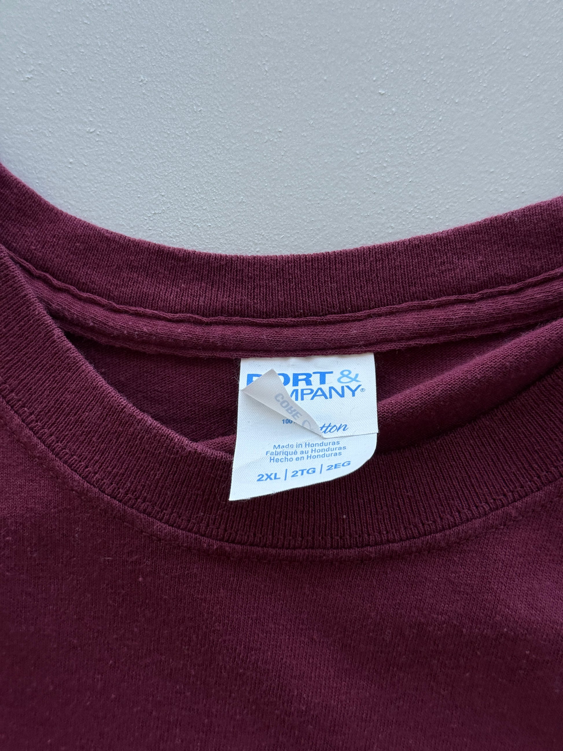 Maroon Olde Towne Concrete Demo Vintage Workwear Graphic Pocket T-Shirt - XXL