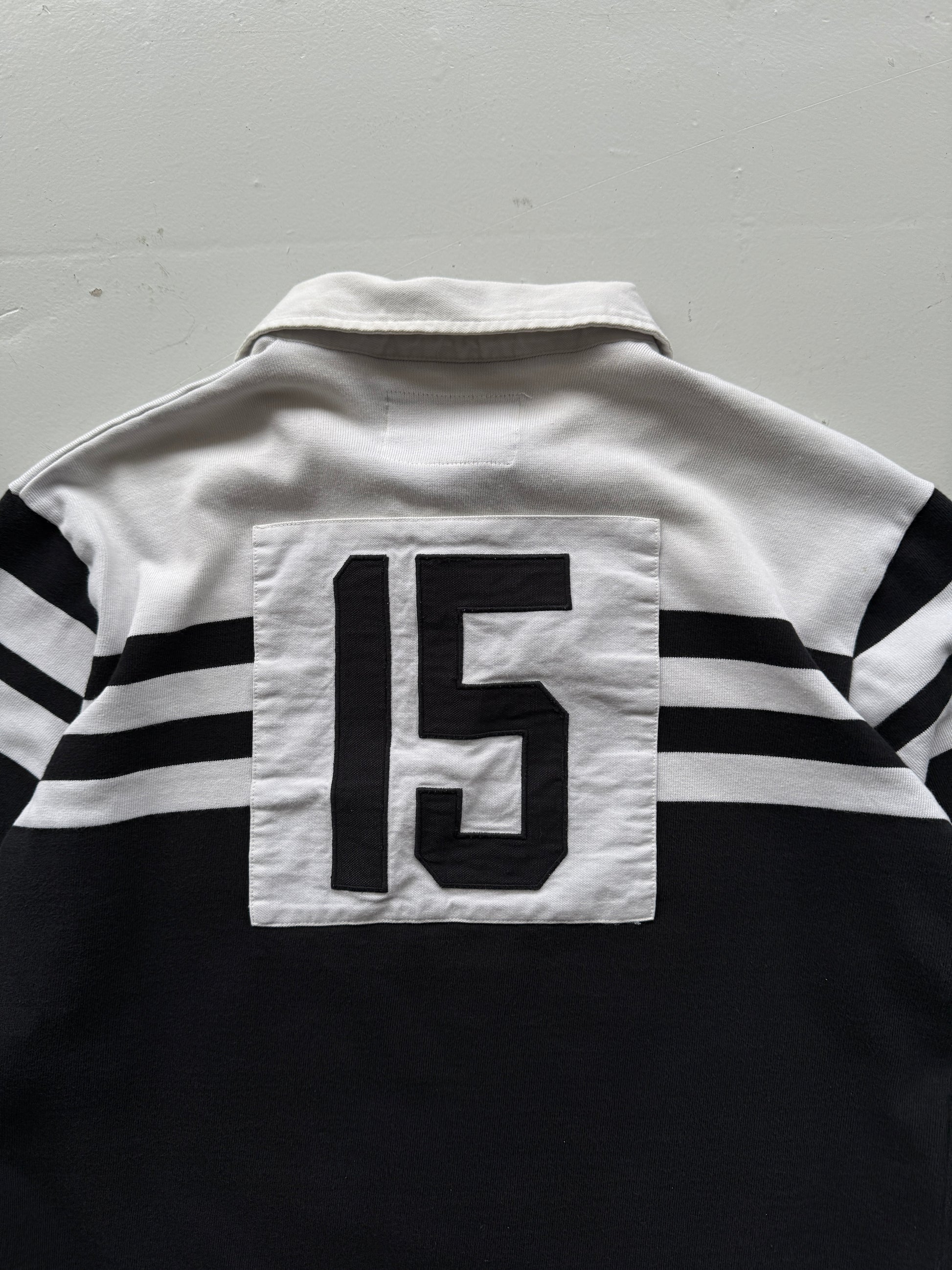 Black Striped New Zealand Rugby Jersey 00's Vintage Long Sleeve Polo - Small