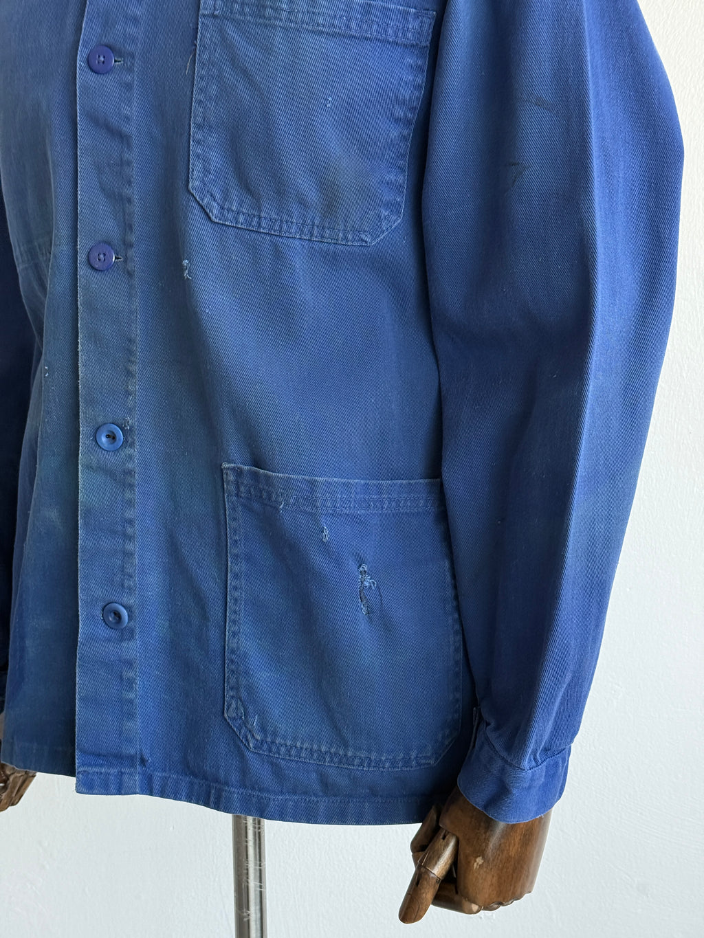 Thrashed Blue French 70's/80's Vintage Workwear Chore Jacket CH503 - Medium