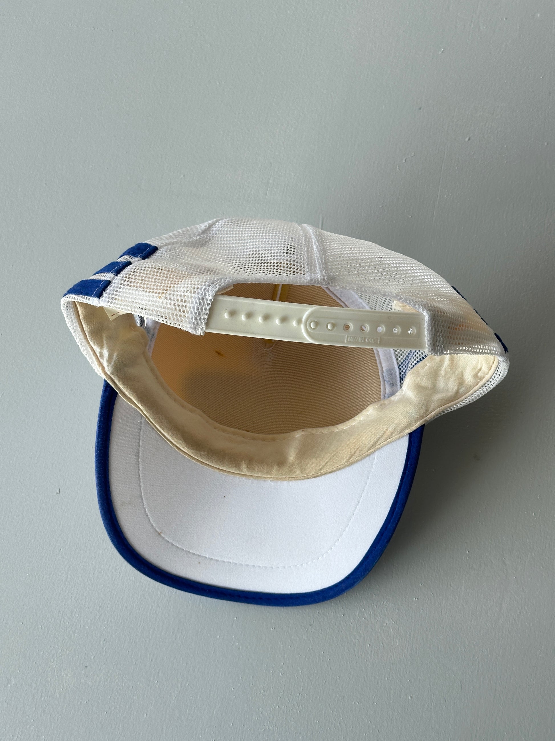 White / Blue Ford 80's Vintage Mesh SnapBack Trucker Cap