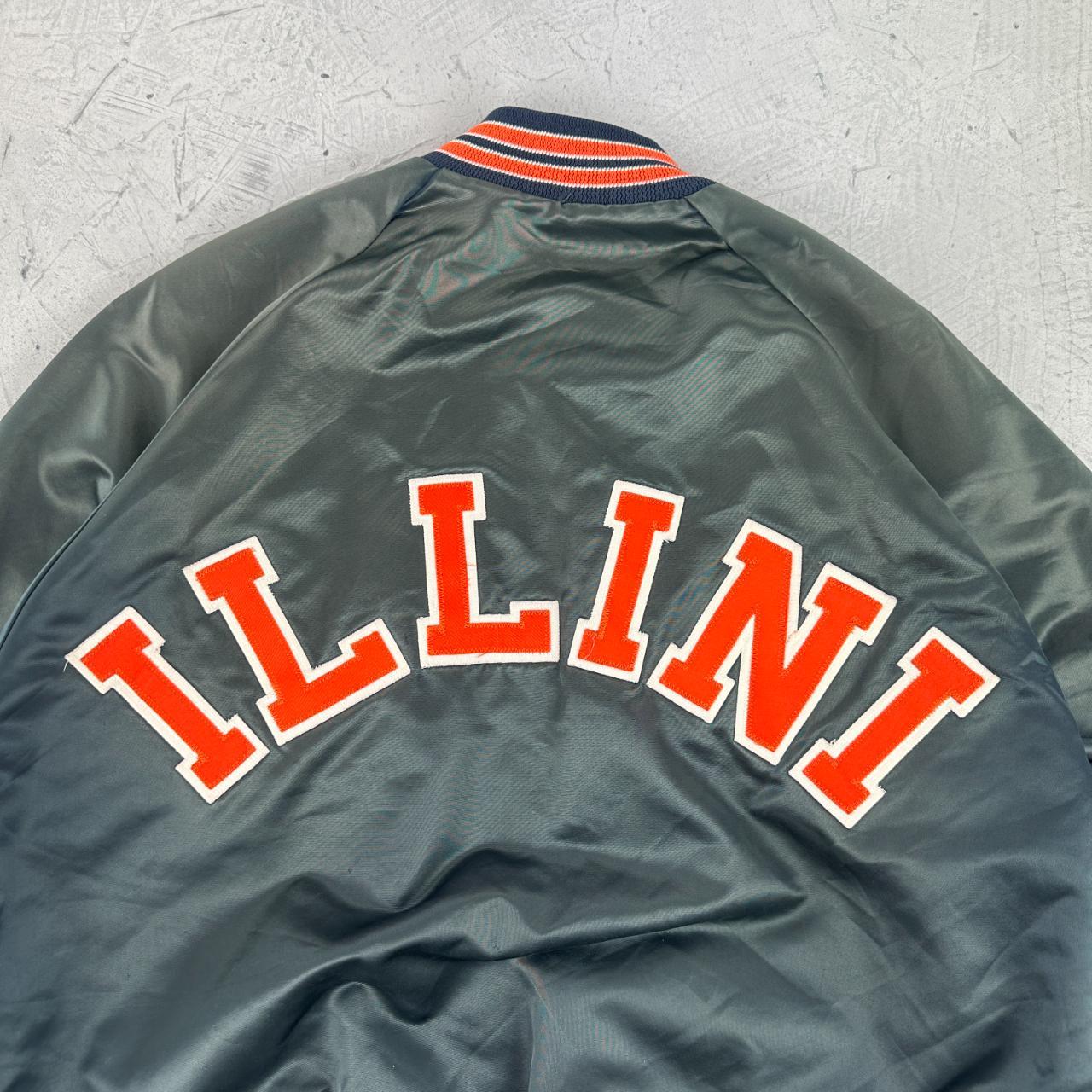 ILLINI 80s USA Navy Grey University Varsity Jacket - Medium