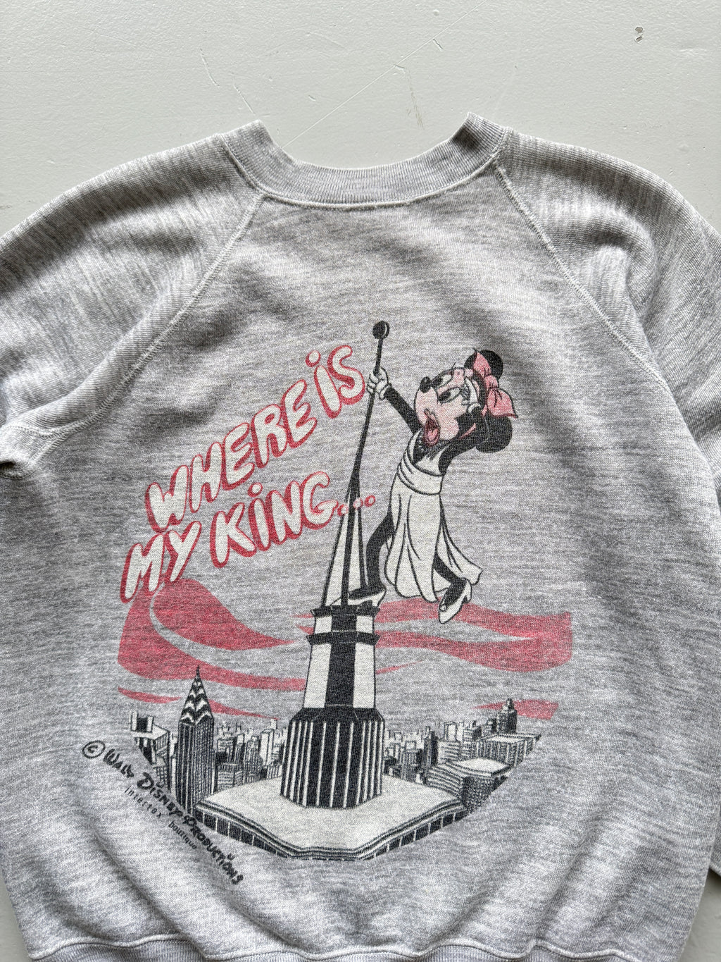 Grey Minnie Mouse 70's Vintage Disney Graphic Sweatshirt Jumper - Size 8