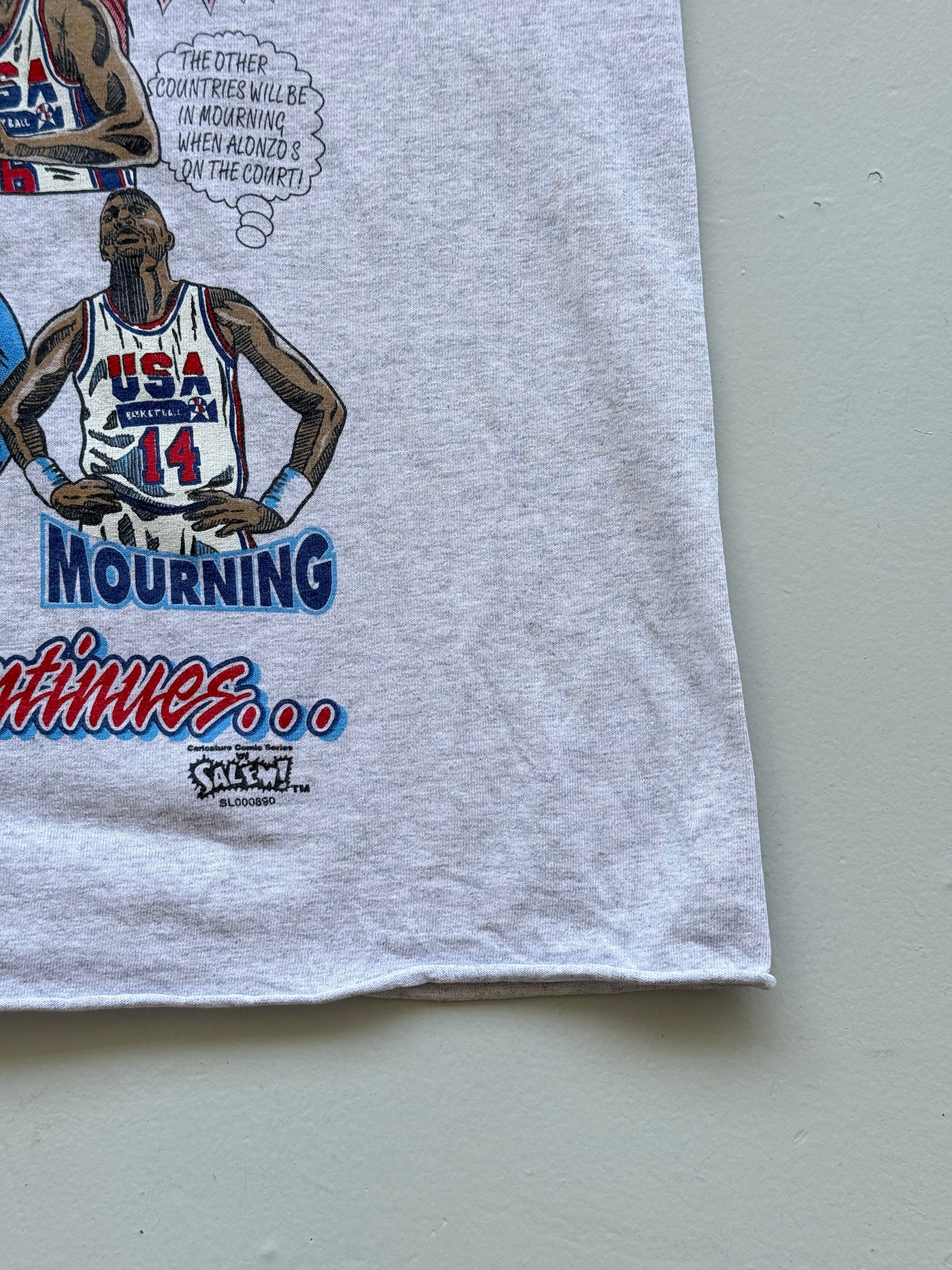Grey Dream Team USA Basketball 90's Vintage Single Stitch T-Shirt - Cropped XL