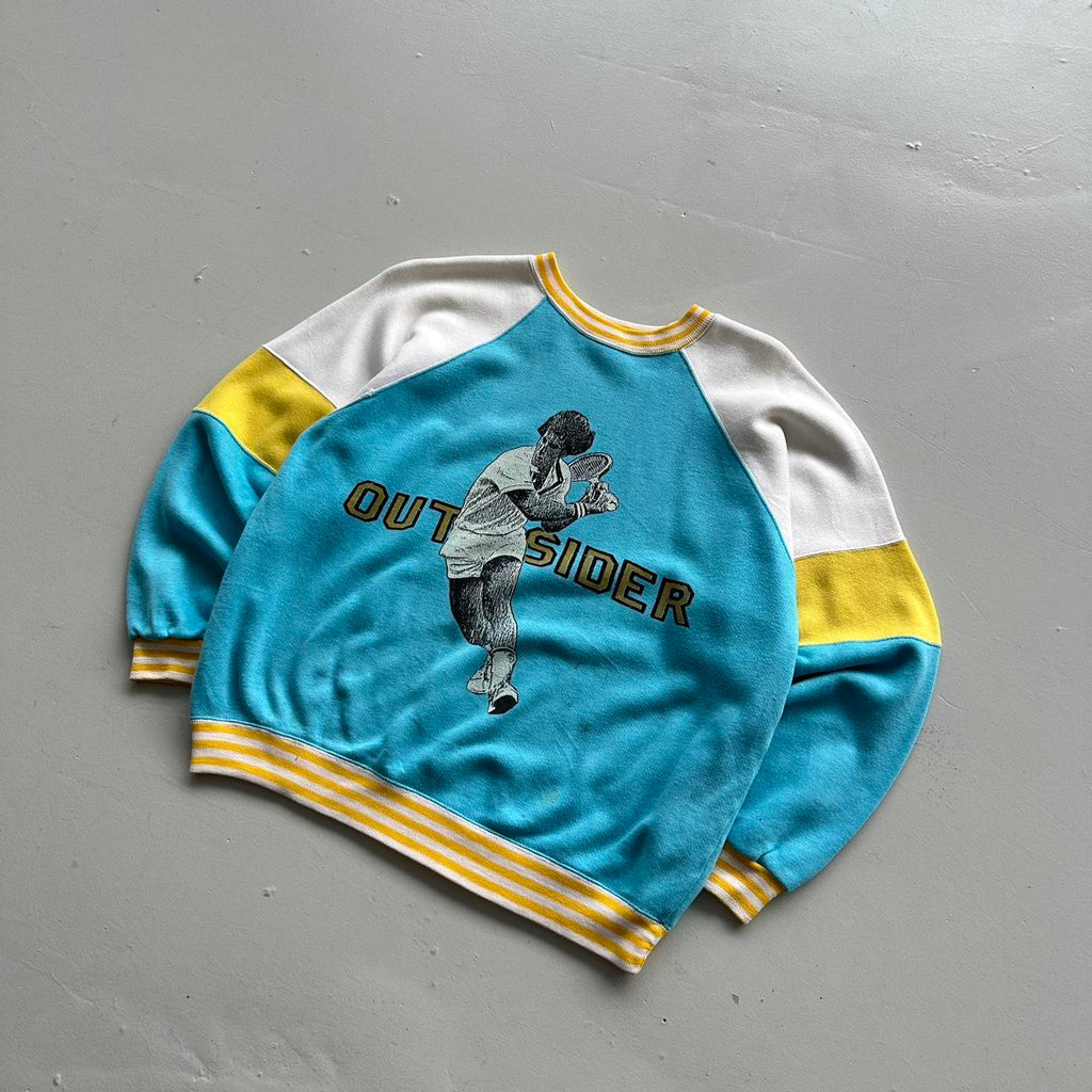 Blue Yellow Tennis 80’s Vintage Graphic Sweatshirt - Women’s 8/10