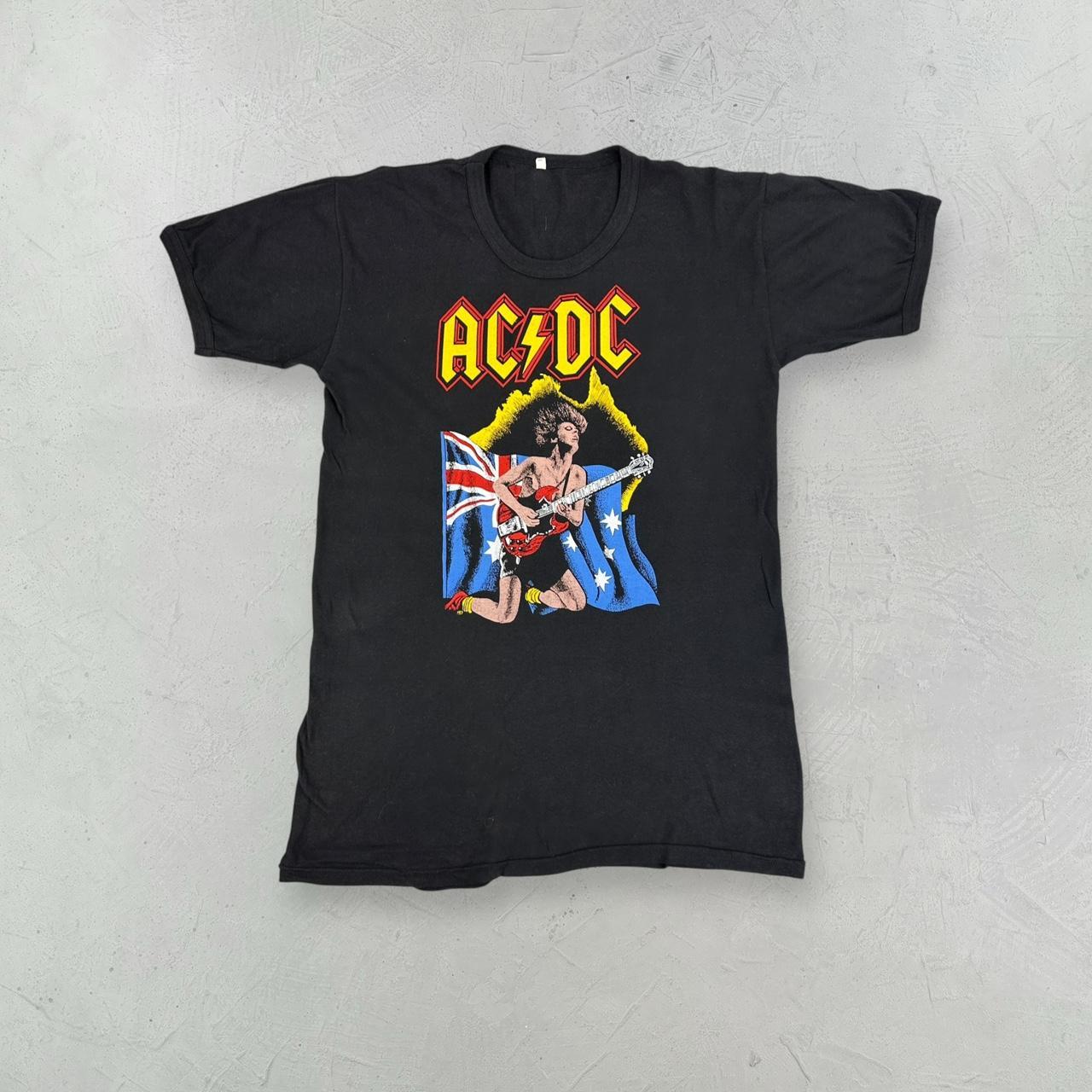 AC/DC Black Vintage 1970s Band T-shirt - Small