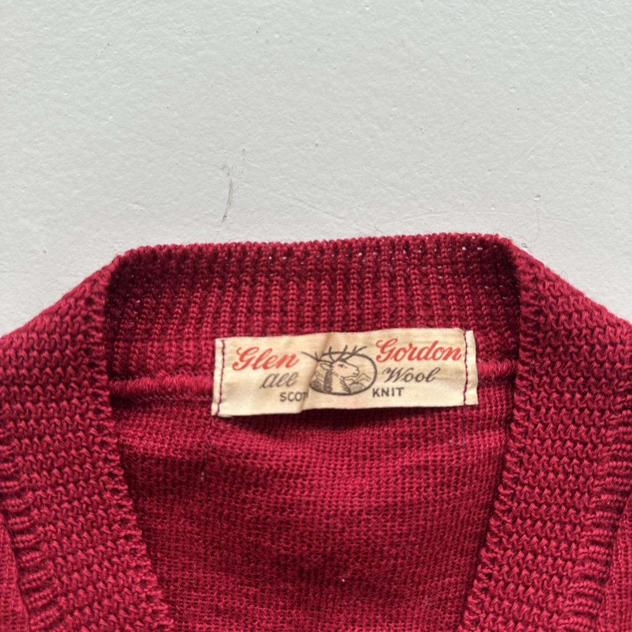 Red Pure Wool Scotch Knit Vintage 60s Sweatshirt Vest - Small