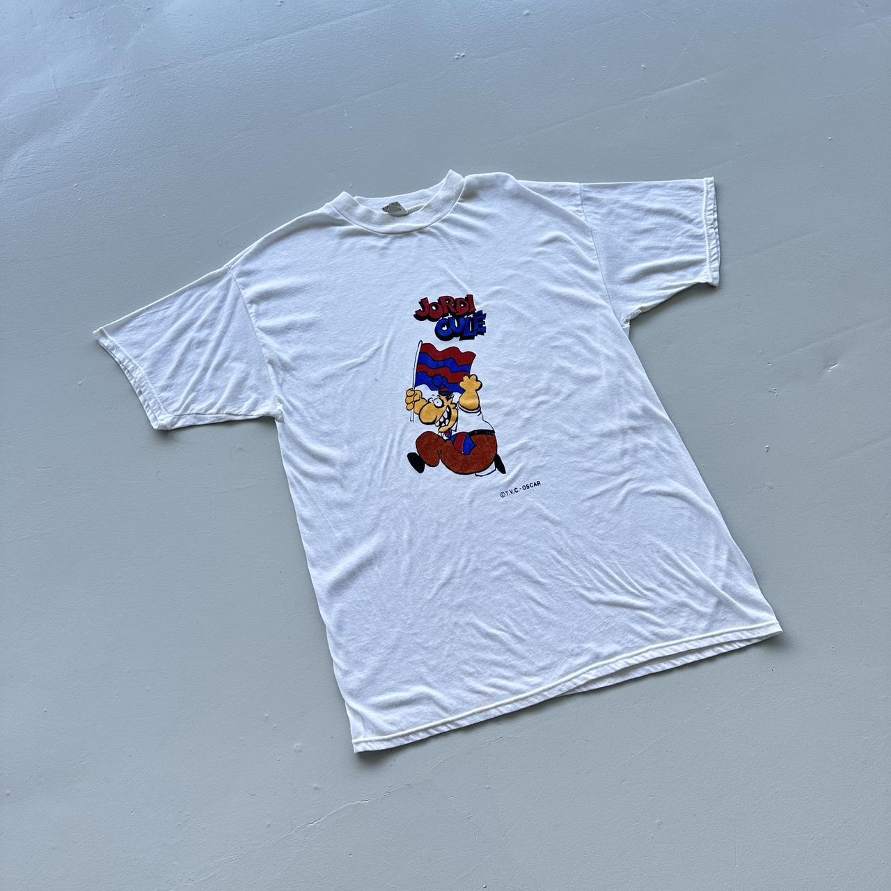 White Jordi Culé Cartoon Vintage 90’s T-shirt - Medium