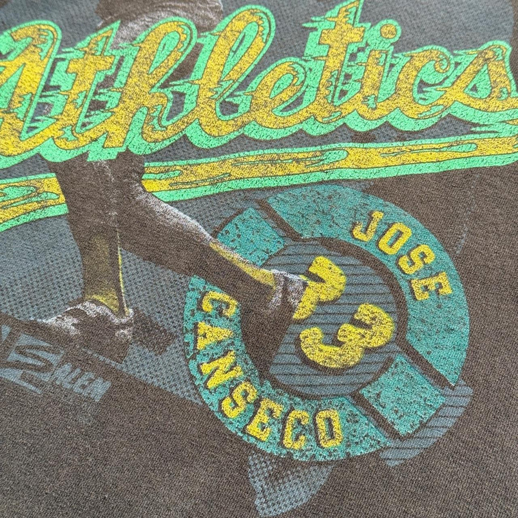 Faded Brown Athletics Baseball 90s Vintage Graphic T-Shirt - Large
