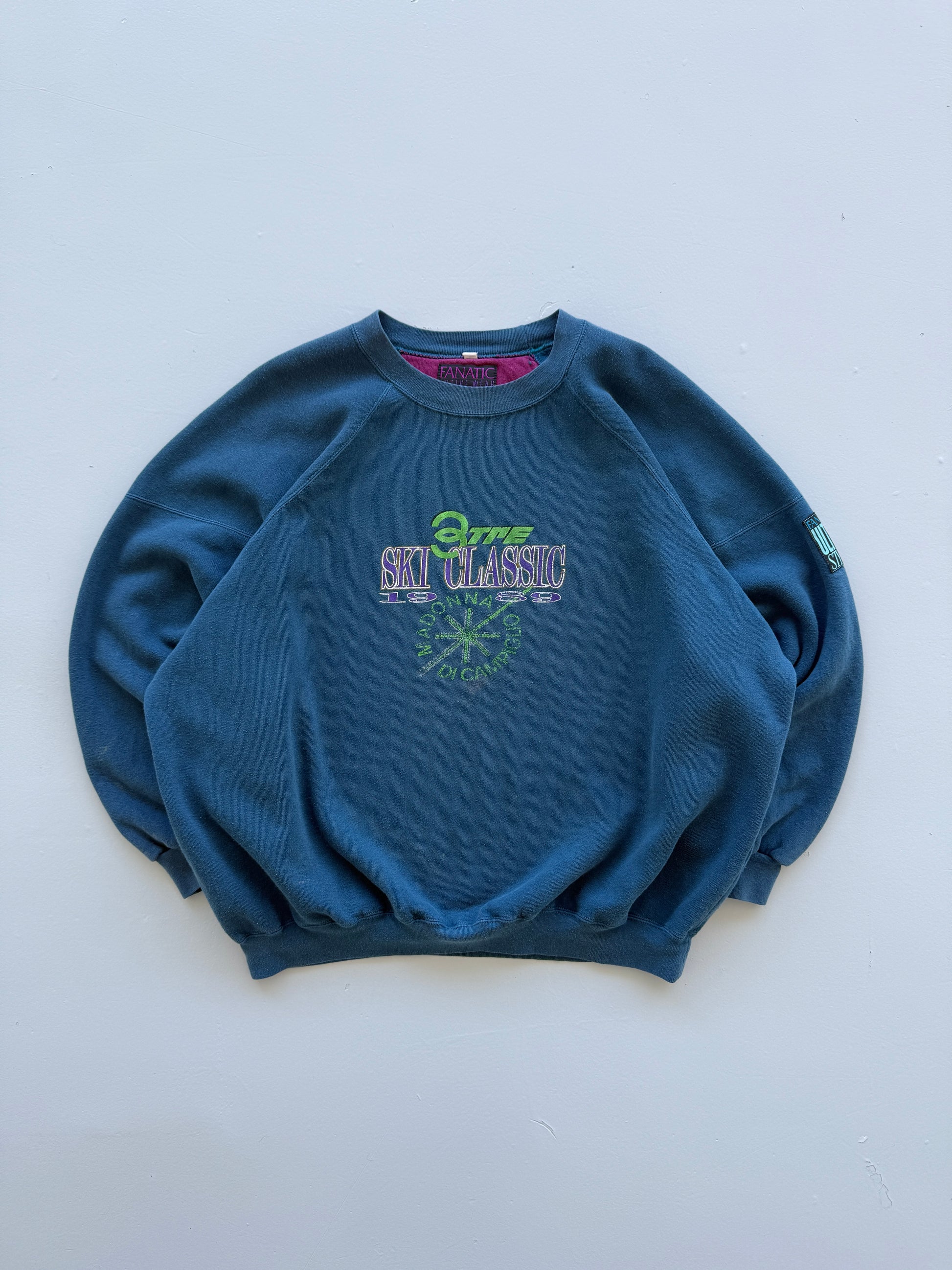 Blue Fanatic 80's Vintage Ski Graphic Sweatshirt Jumper - Large