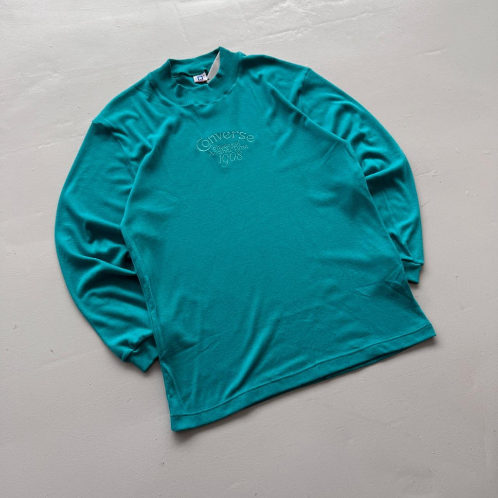 Light Blue Converse 90's Deadstock Graphic Mock Neck Sweatshirt - Large