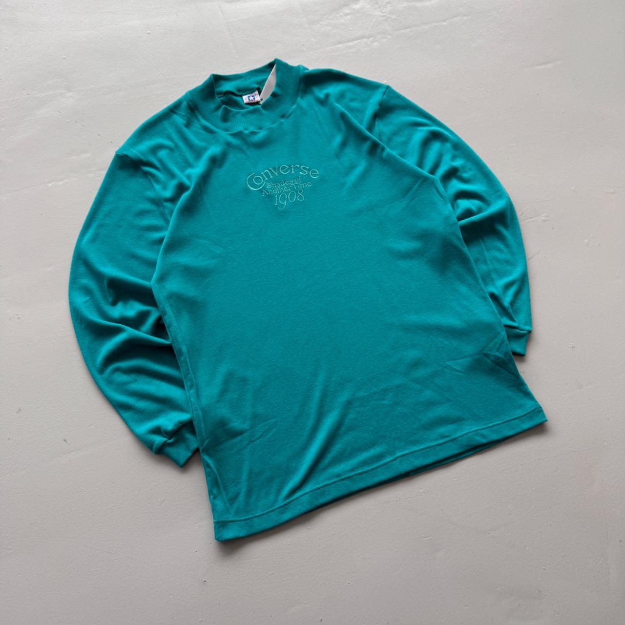 Light Blue Converse 90's Deadstock Graphic Mock Neck Sweatshirt - Large