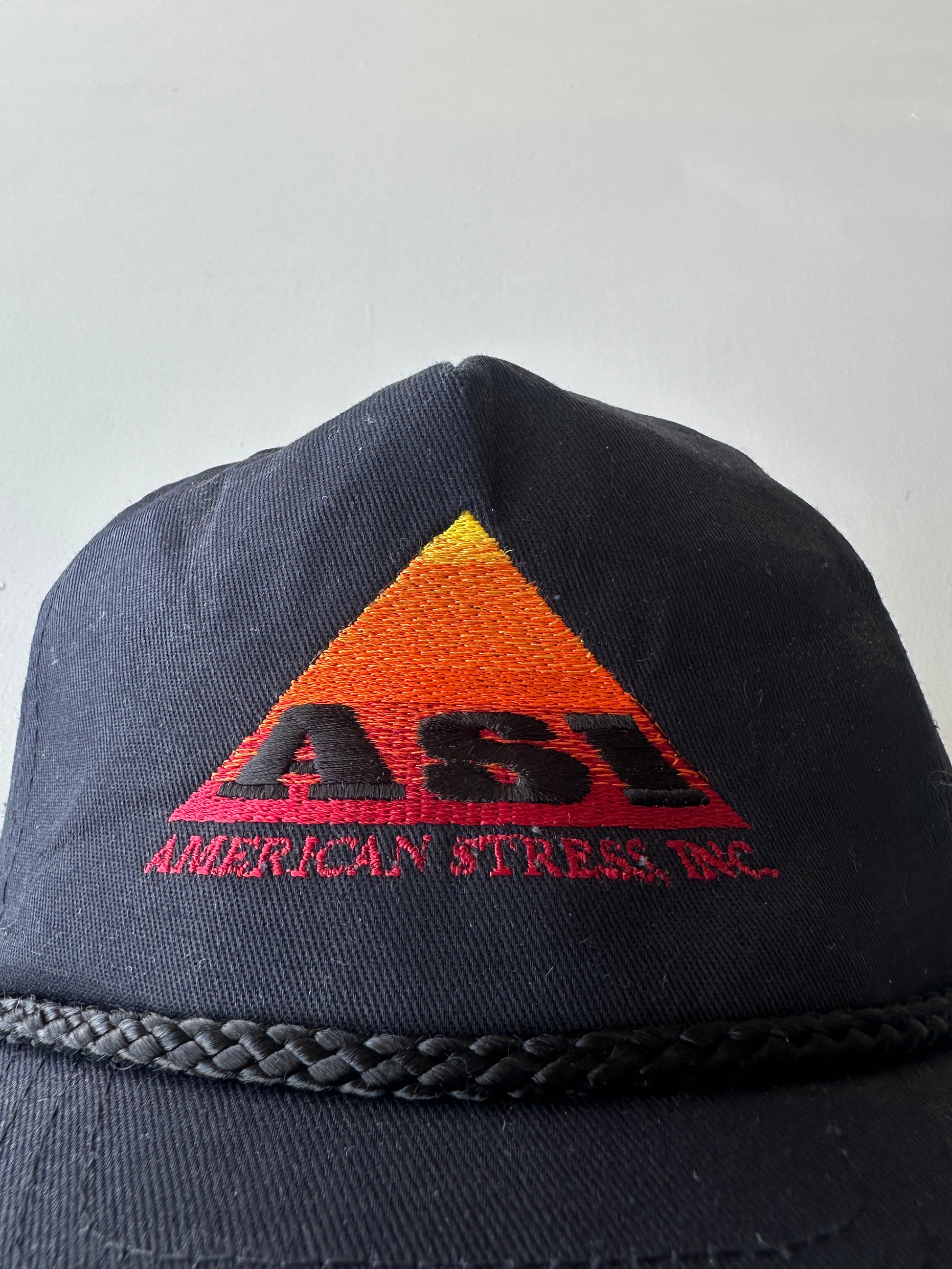 Black ASI American Stress Inc. Vintage SnapBack Trucker Cap