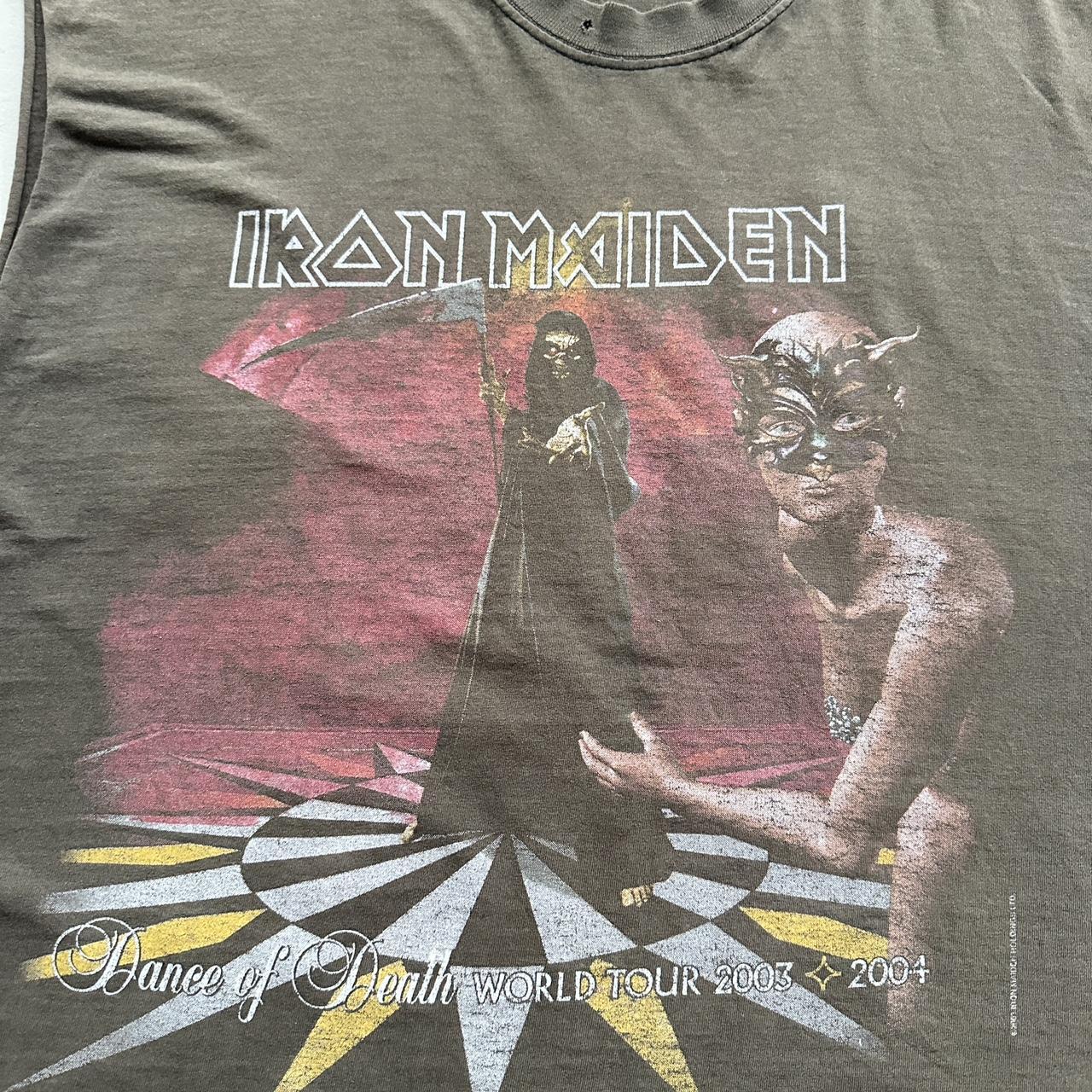 Faded Grey Iron Maiden 2004 Vintage Graphic Hand-cut Band Tshirt Vest - Large