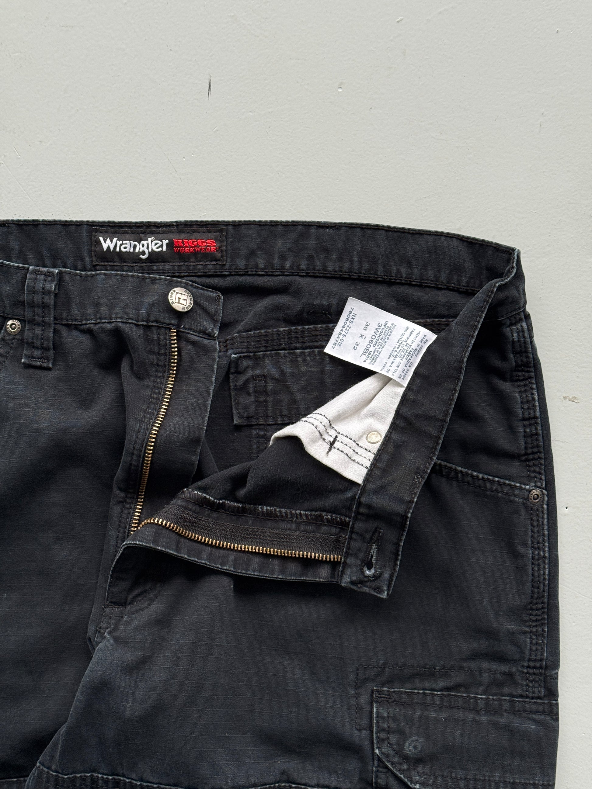 Black Wrangler 00's Vintage Canvas Carpenter Pant Trousers - W36 x L30