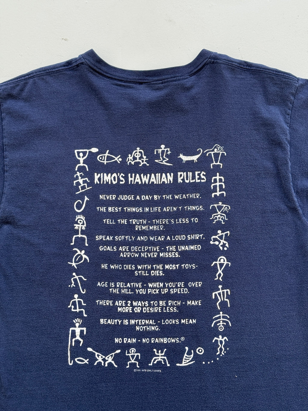 Navy Blue Hawaii 00's Vintage Tourist Graphic T-Shirt - Large