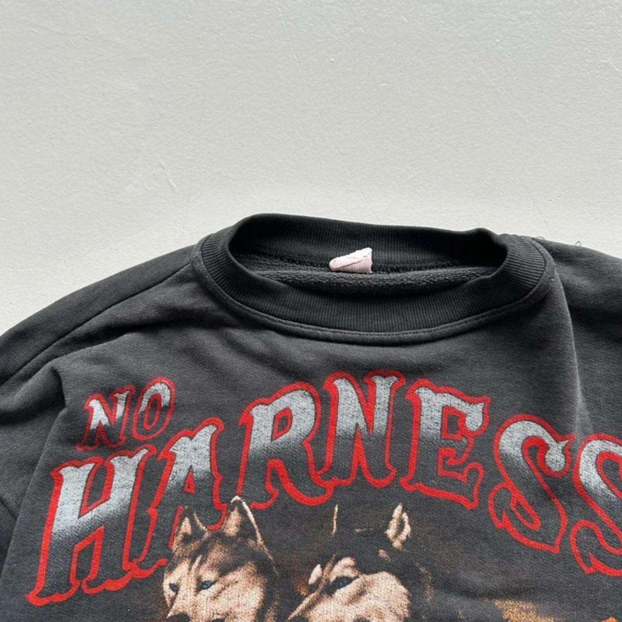 Black Biker No Harness Wolves Vintage Graphic Sweatshirt - Medium