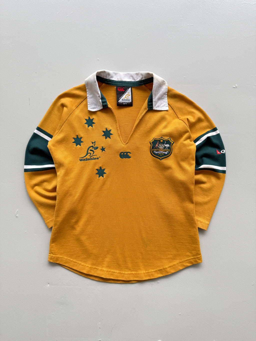 Yellow Australian Rugby 00's Vintage Wallabies Canterbury Kid's Jersey - Age 10