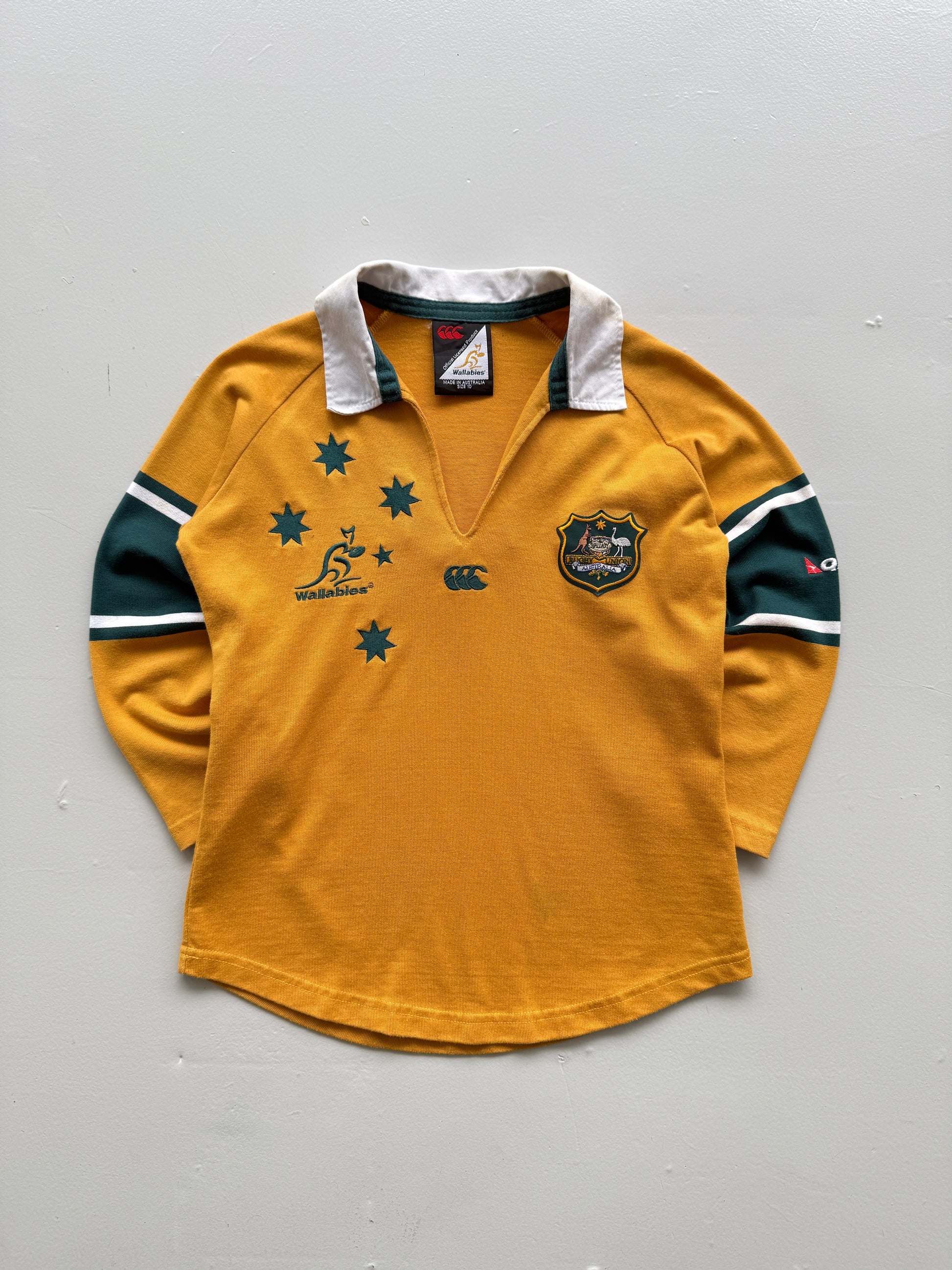 Yellow Australian Rugby 00's Vintage Wallabies Canterbury Kid's Jersey - Age 10