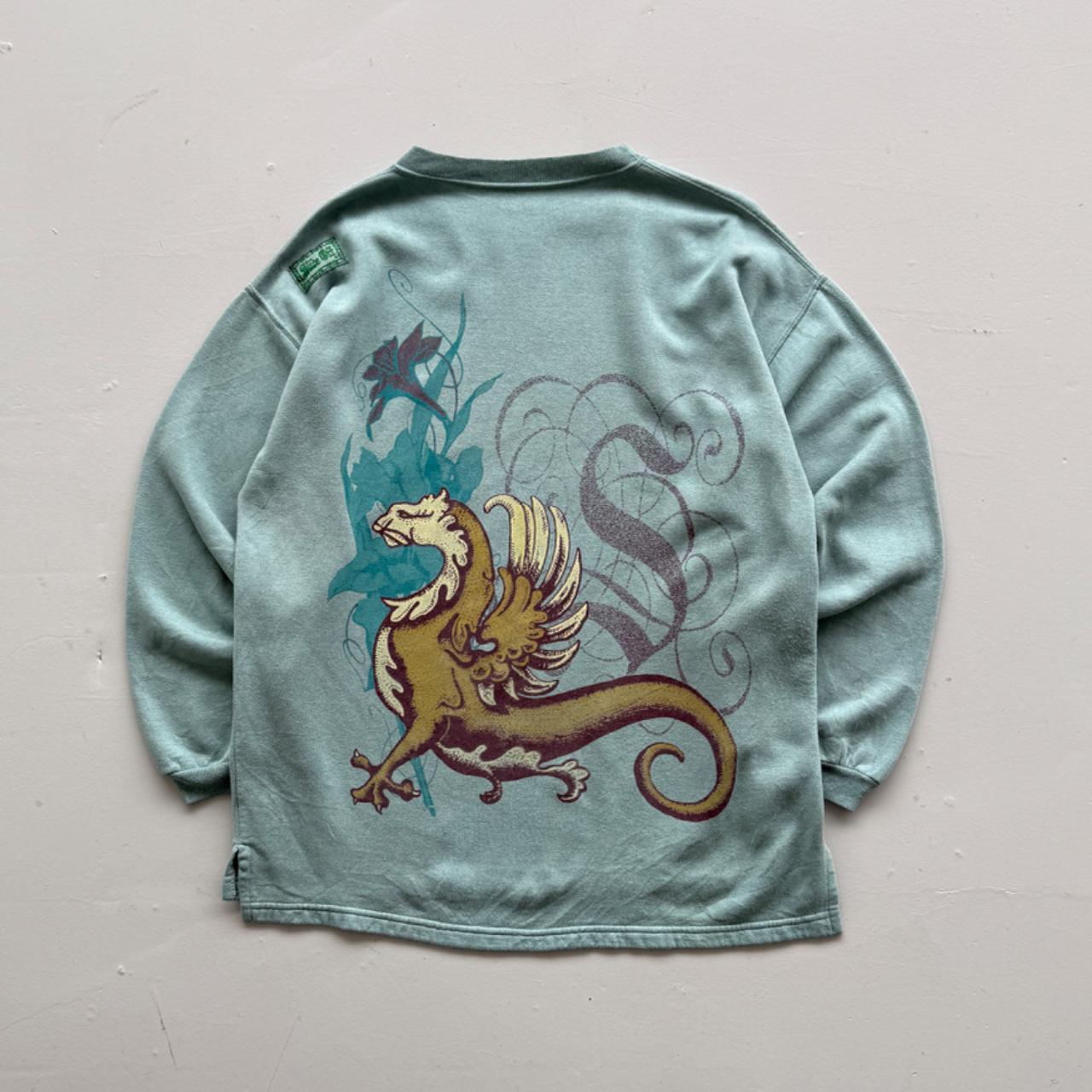 Light Blue Slide Off 90’s Vintage Graphic Surf Sweatshirt - Large