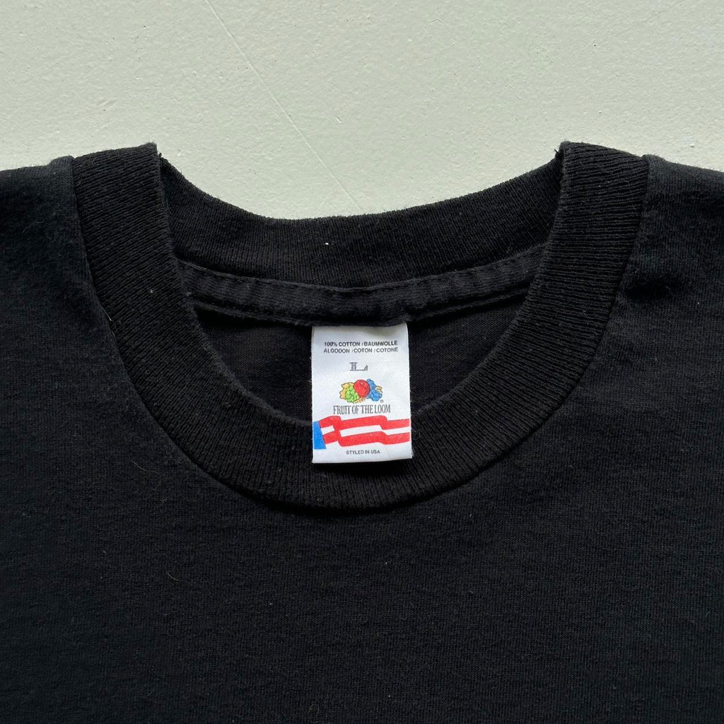 Fruit Of The Loom Black Blank 90s Vintage T-shirt - Large
