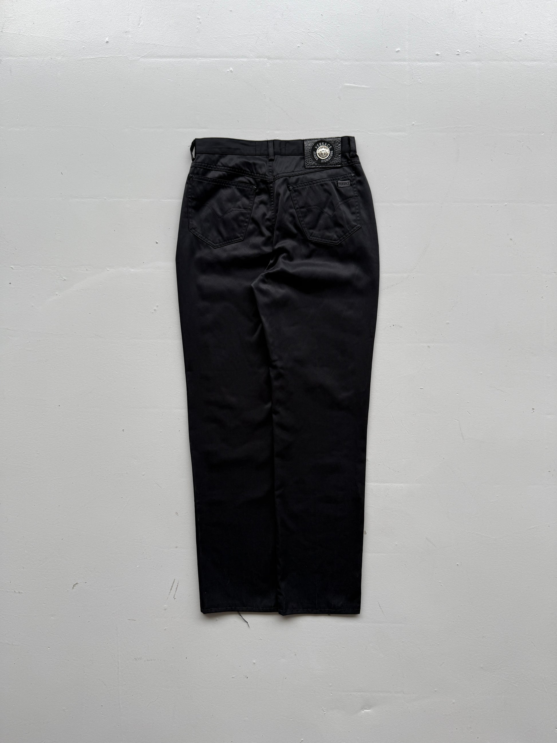 Black Versace Y2K Vintage Low Rise Trousers - W29 x L29