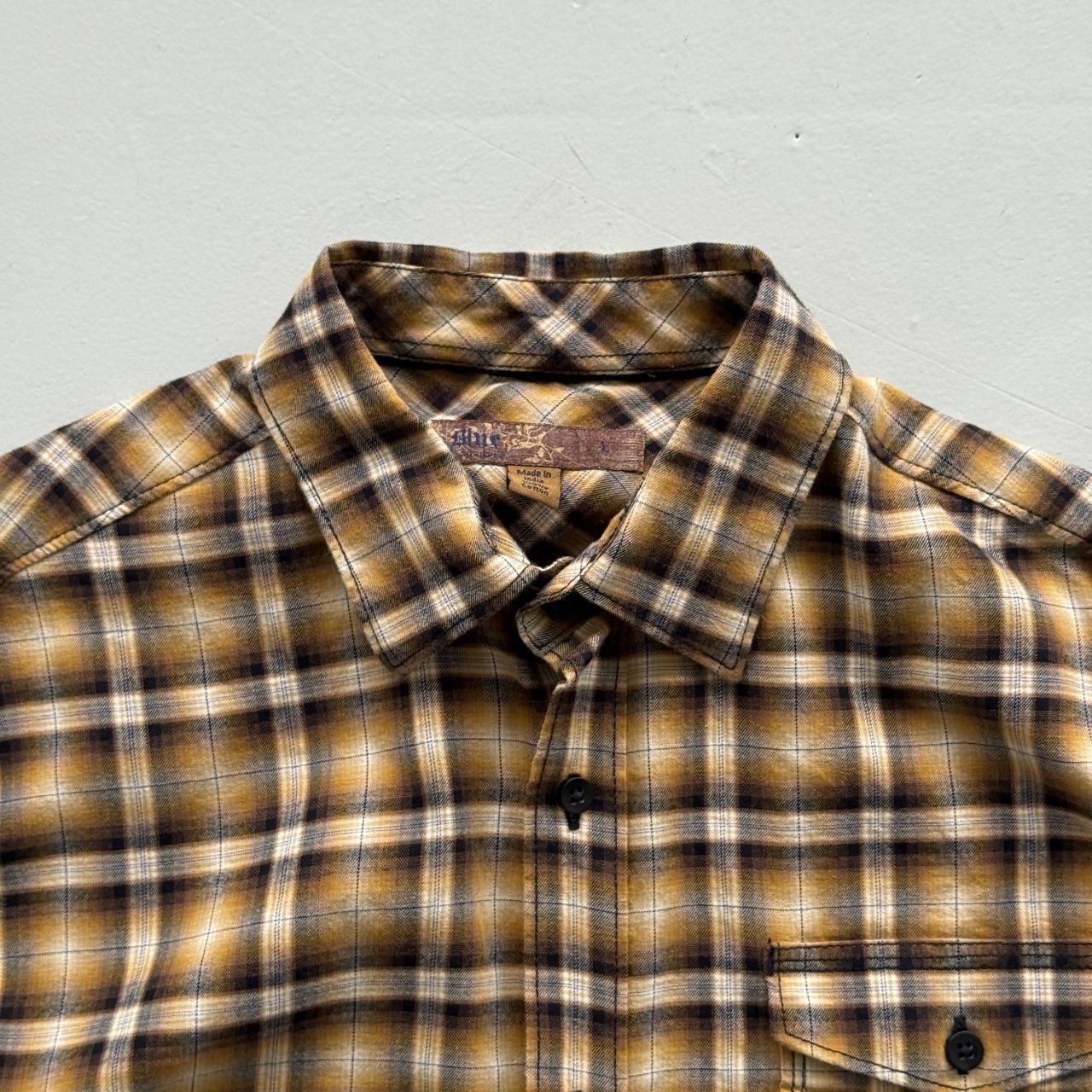 Yellow Checkered Long Sleeve 90s Vintage Flannel Shirt - Large