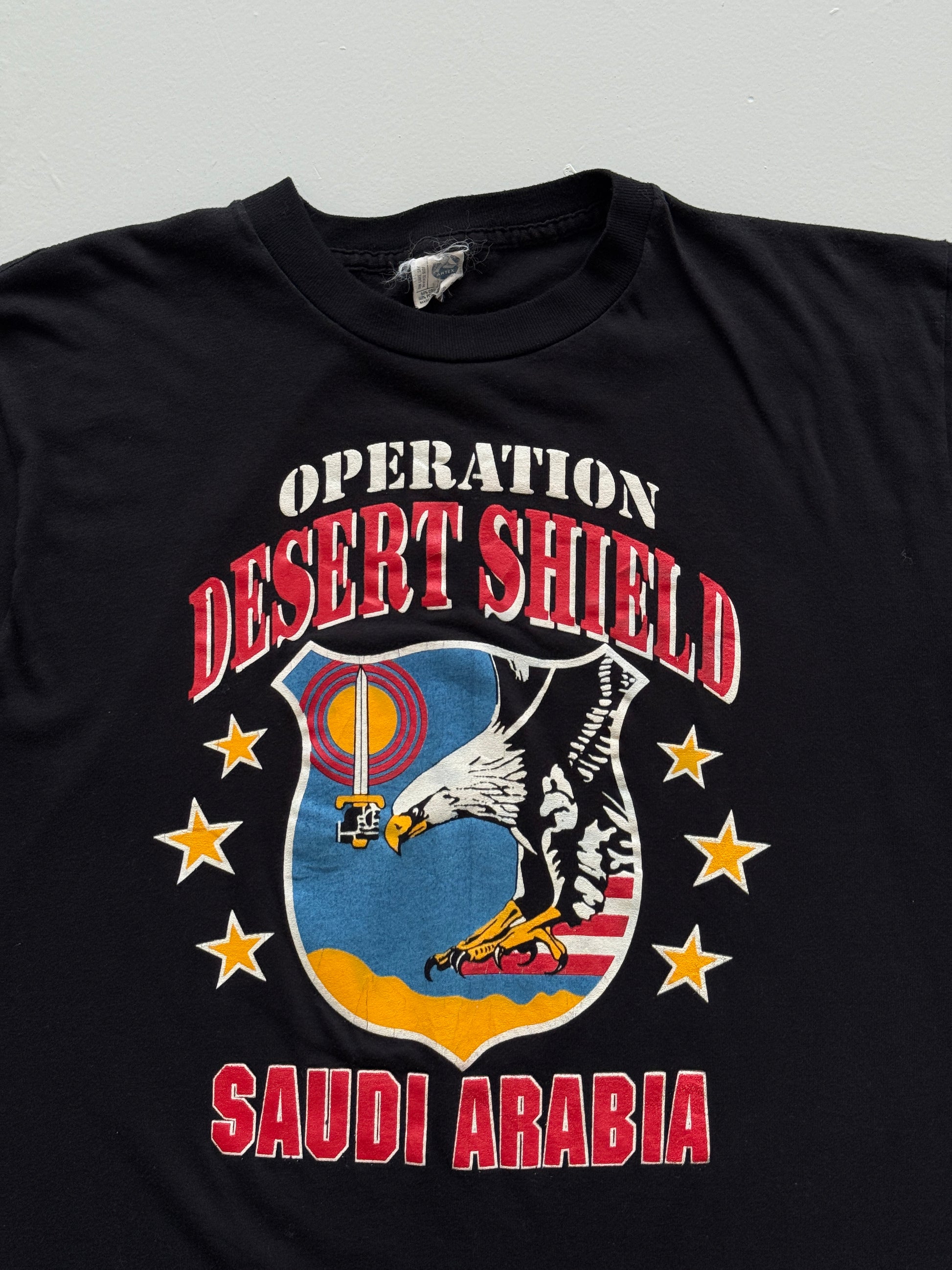 Black Operation Desert Shield 90's Vintage Single Stitch Graphic T-Shirt - Small