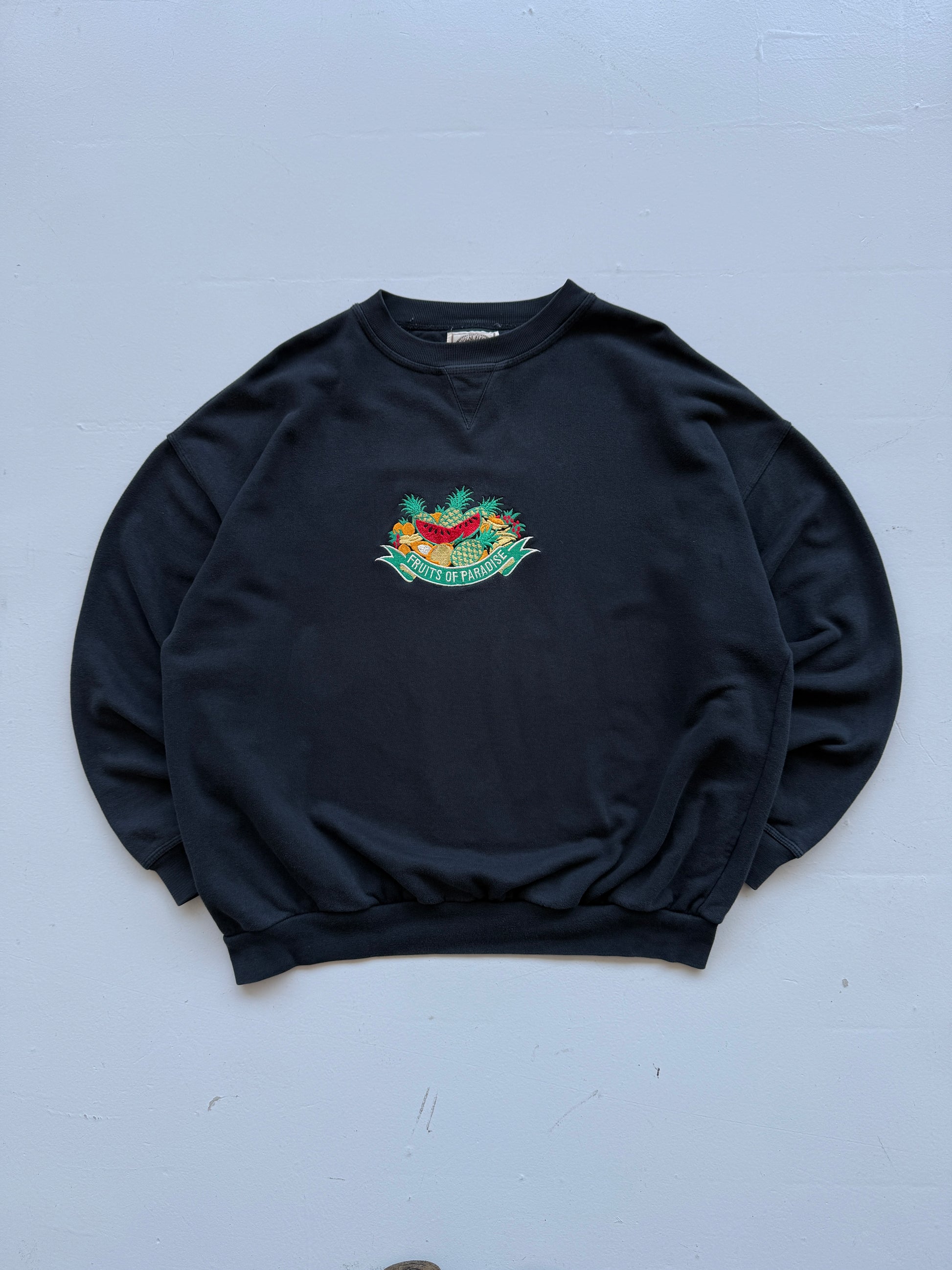 Black Fruits of Paradise 90's Vintage Graphic Sweatshirt Jumper - XL
