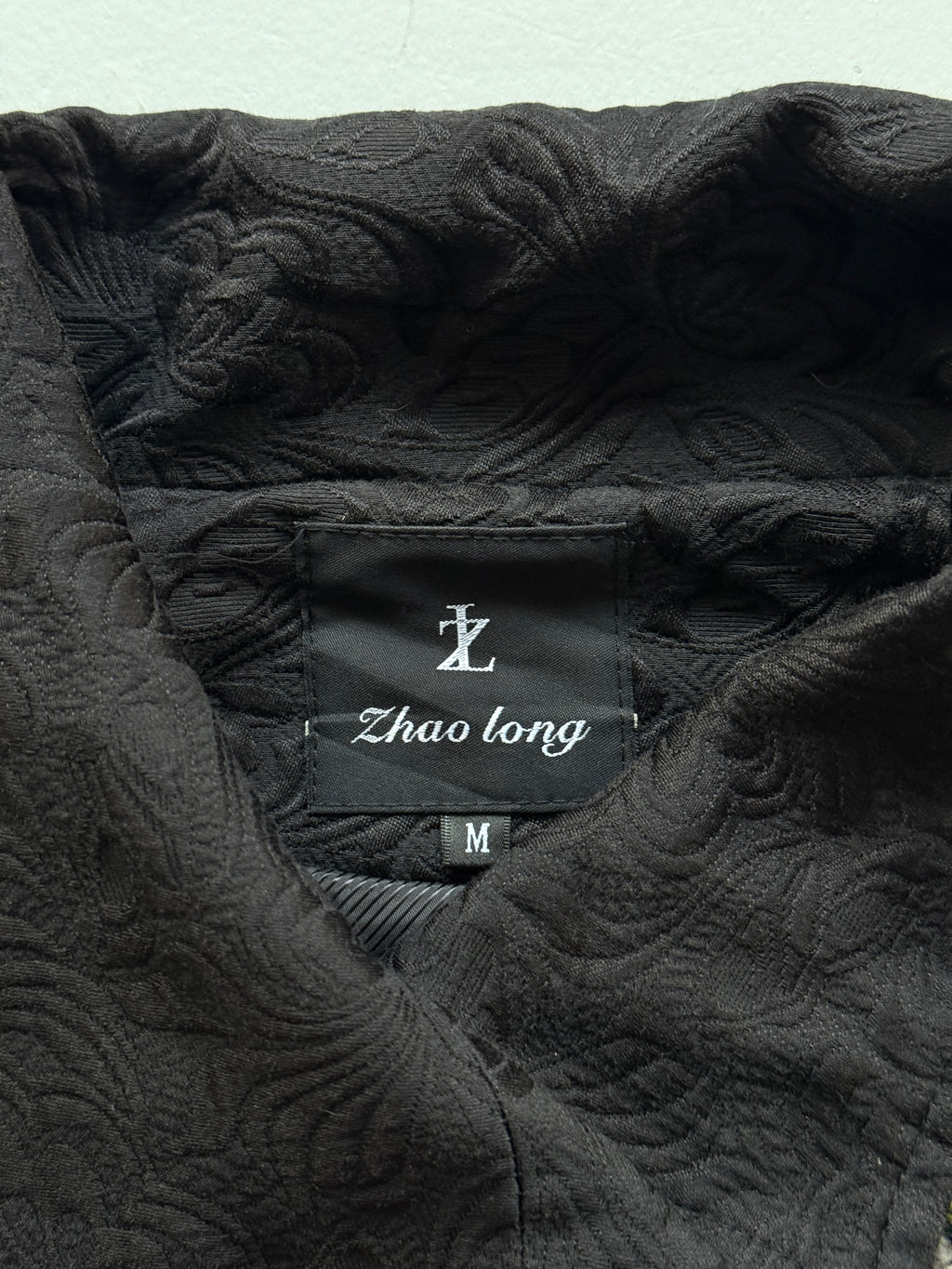 Black Zhao Long 00's Vintage Y2K Embroidered Overcoat - Small