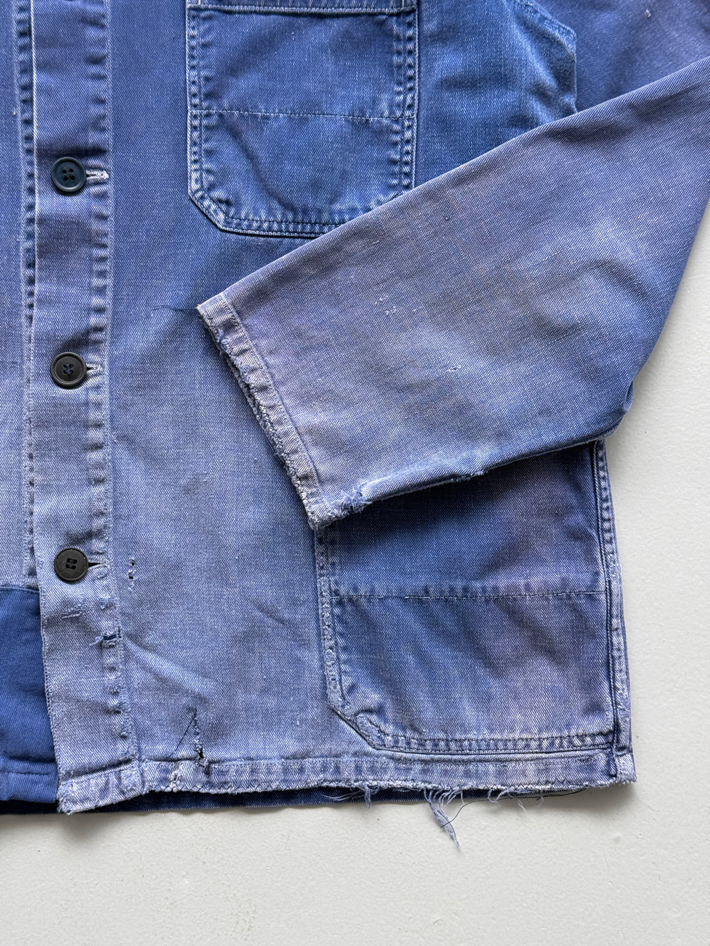 Faded Blue French Vintage Workwear Chore Jacket CH394 - Small