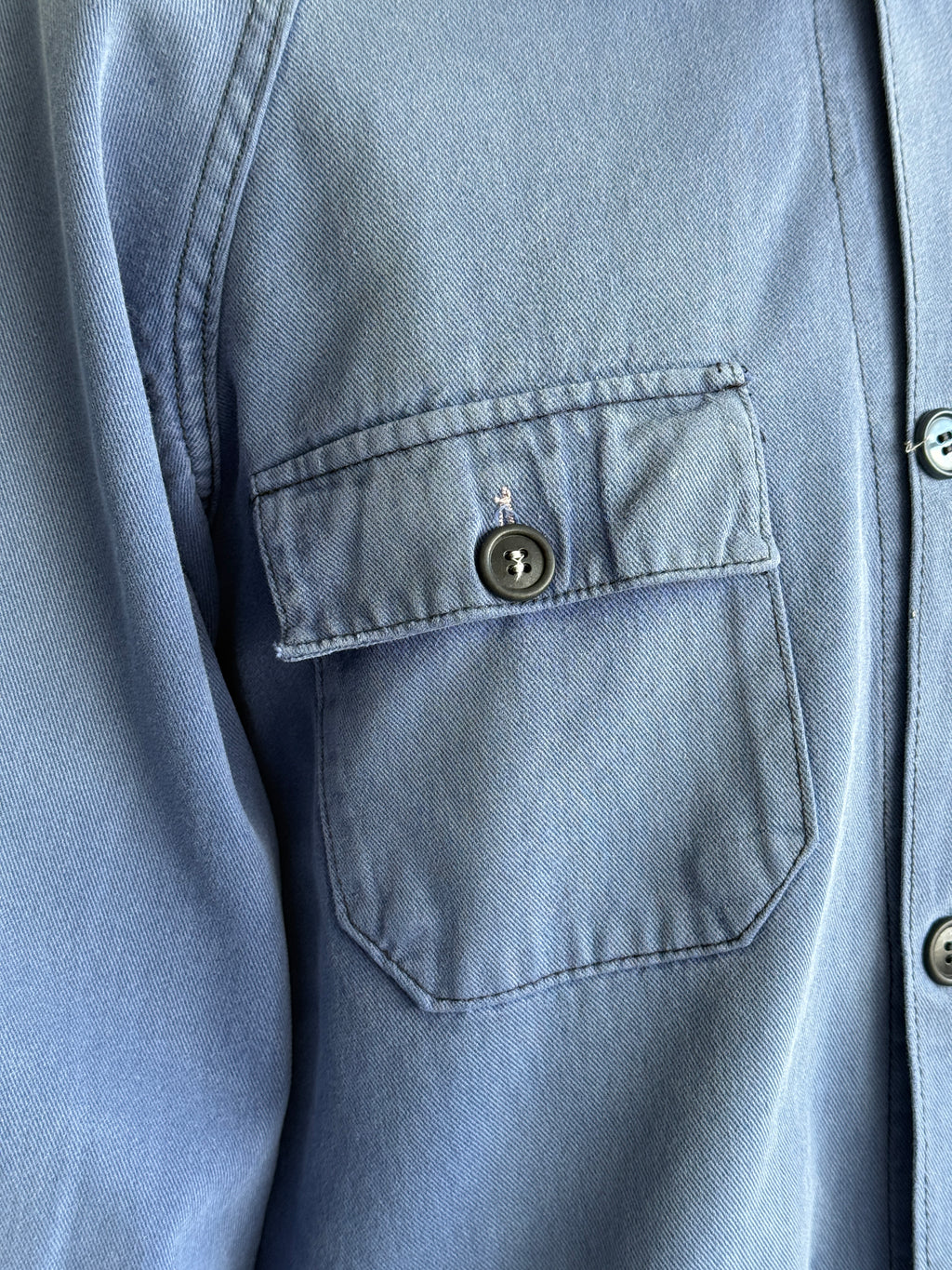 Thrashed Blue French 1960s Vintage Workwear Chore Jacket CH494 - Small