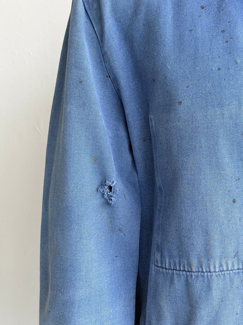 Thrashed Blue French Vintage Workwear Chore Jacket CH372 - Large