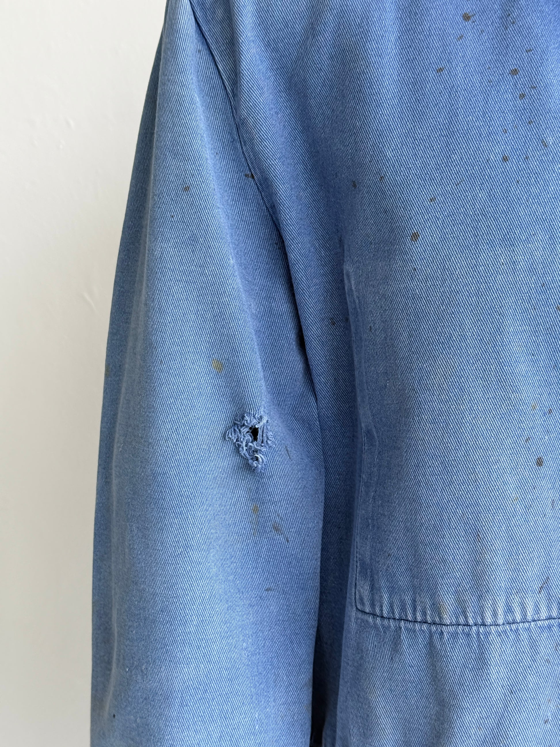 Thrashed Blue French Vintage Workwear Chore Jacket CH372 - Large