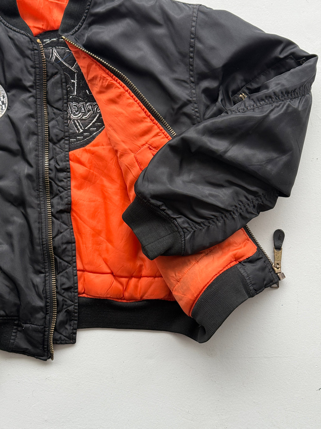 Black Asso Biker 90's Vintage Bomber Jacket - Small