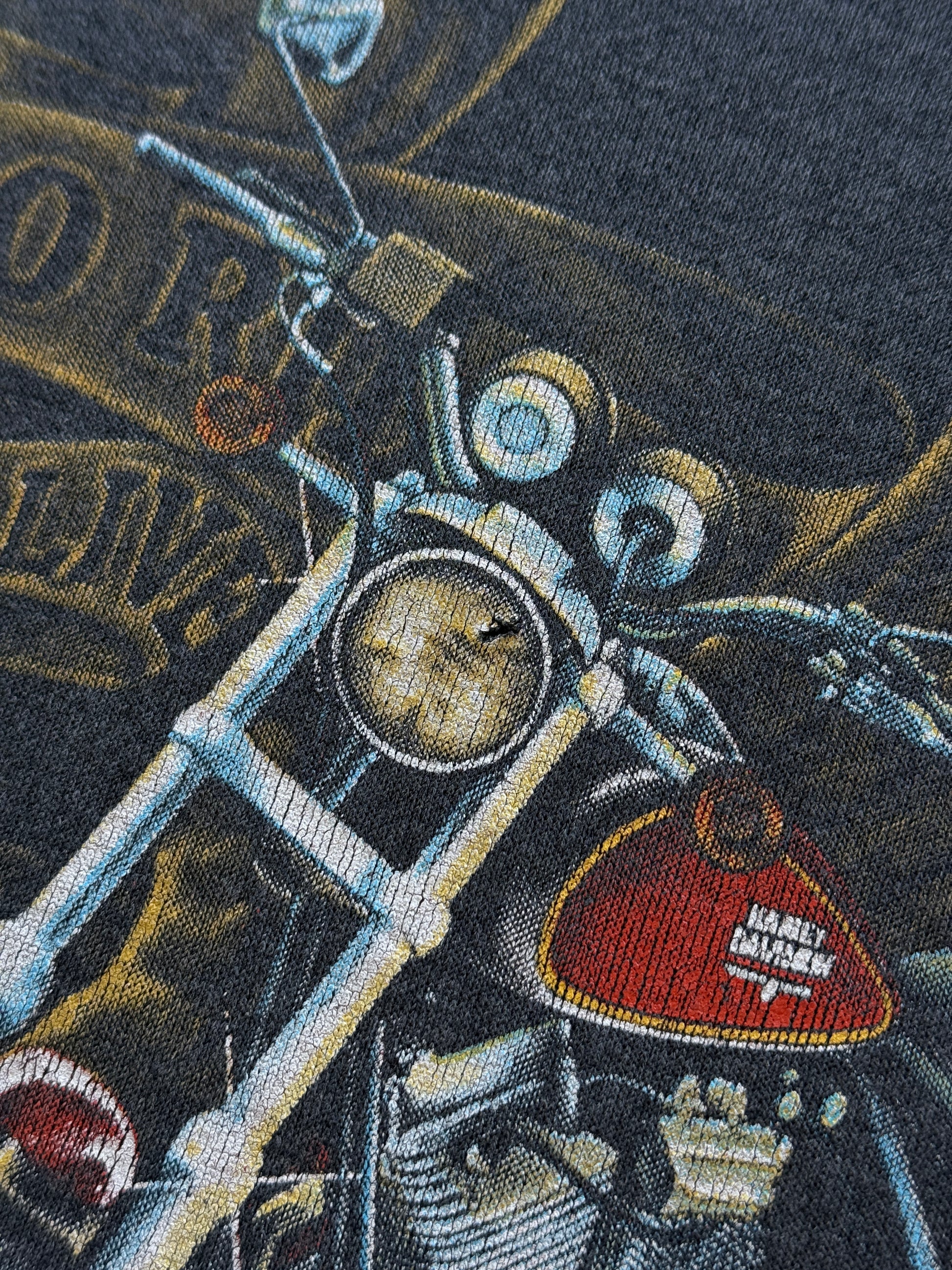 Black Harley Davidson 80's Vintage 3D Emblem Graphic Biker Sweatshirt - Small