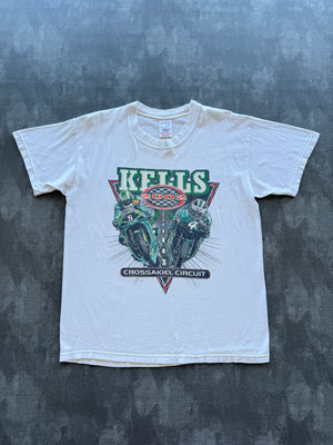 White Kells 2002 Motorcycle Road Races Crossakiel Circuit Y2K Graphic T-Shirt -