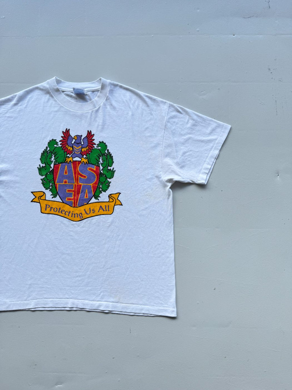 Hanes ASEA 'Protecting Us All' Crest Graphic Vintage Single Stitch T-Shirt - XL