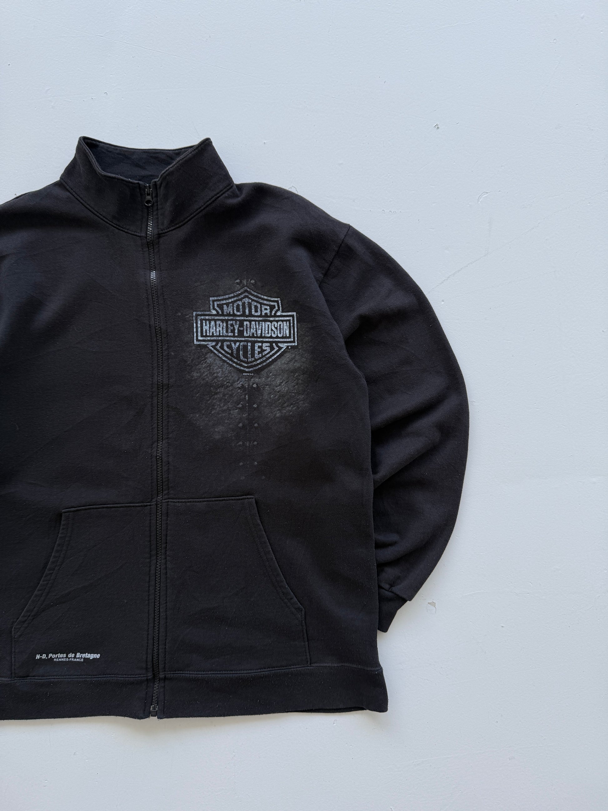 Harley Davidson Eagle Graphic Vintage Full Zip Sweatshirt - Large