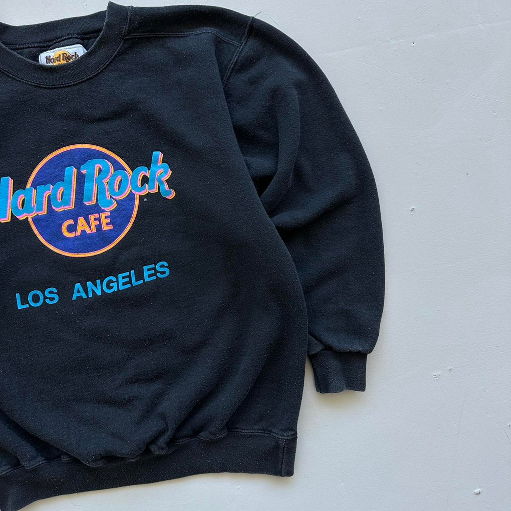 Faded Black Hard Rock Cafe 90s Vintage Sweatshirt - Small