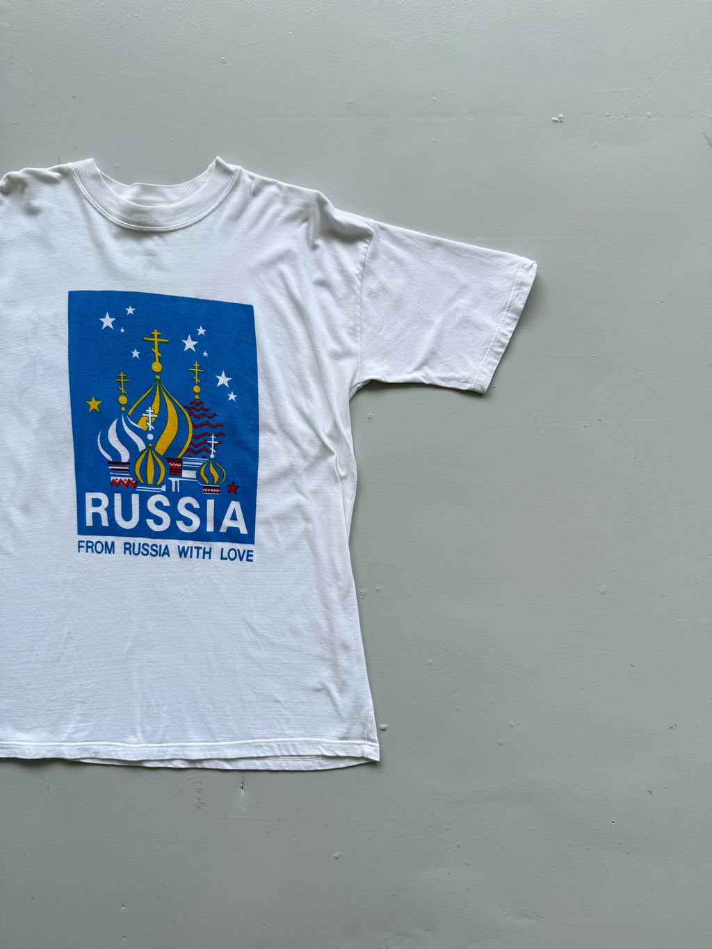 White 'From Russia with Love' 90's Vintage Graphic Tourist T-Shirt - Large