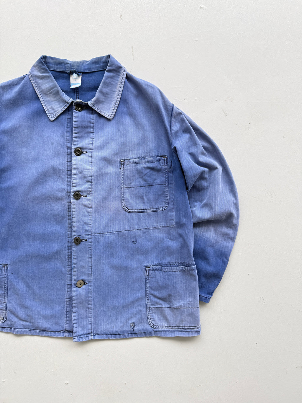 Faded Blue Pionier 70's Herringbone Cotton Vintage Workwear Chore Jacket CH380 -