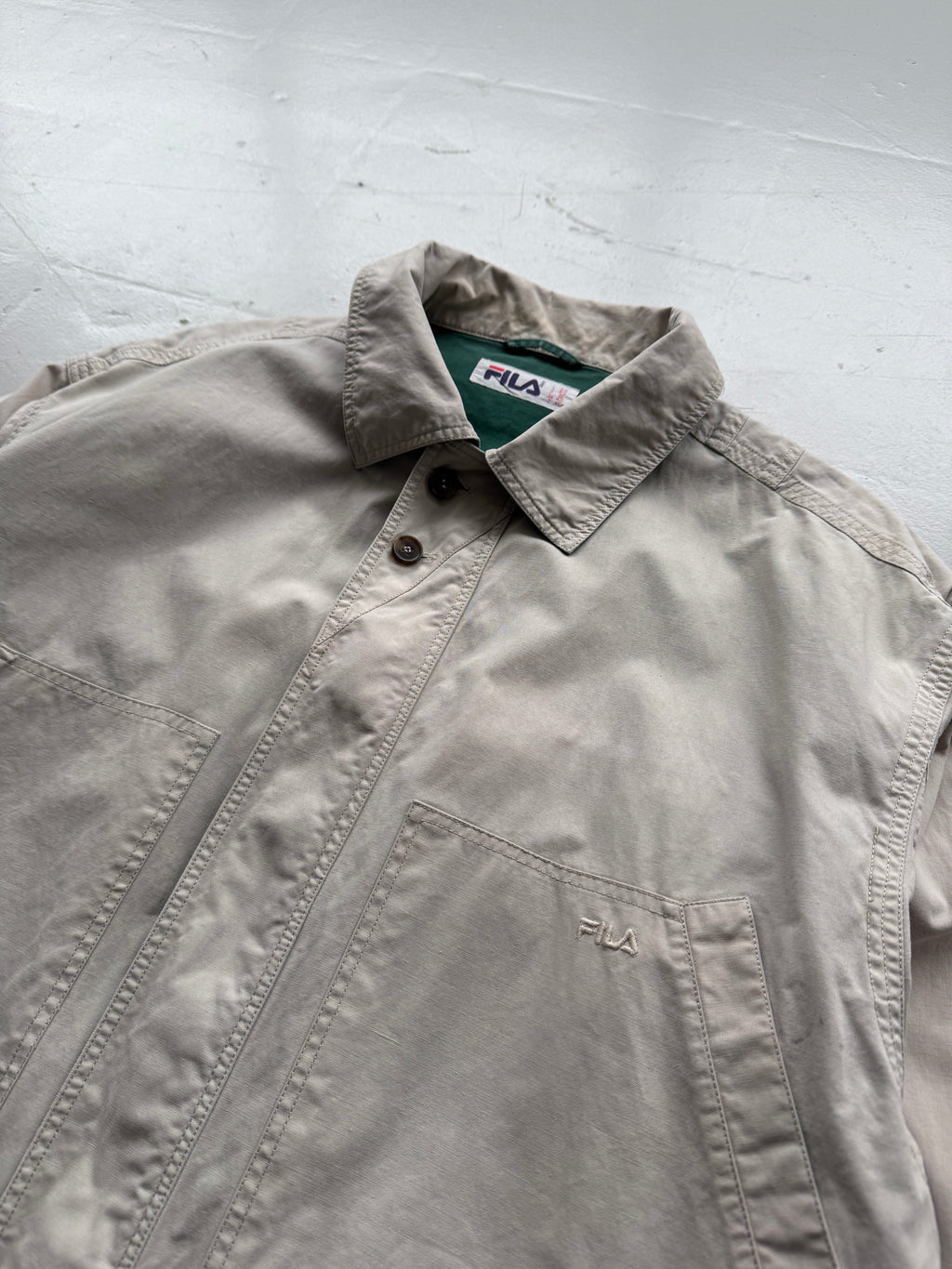 Cream Fila 00's Vintage Barn Field Jacket - Large