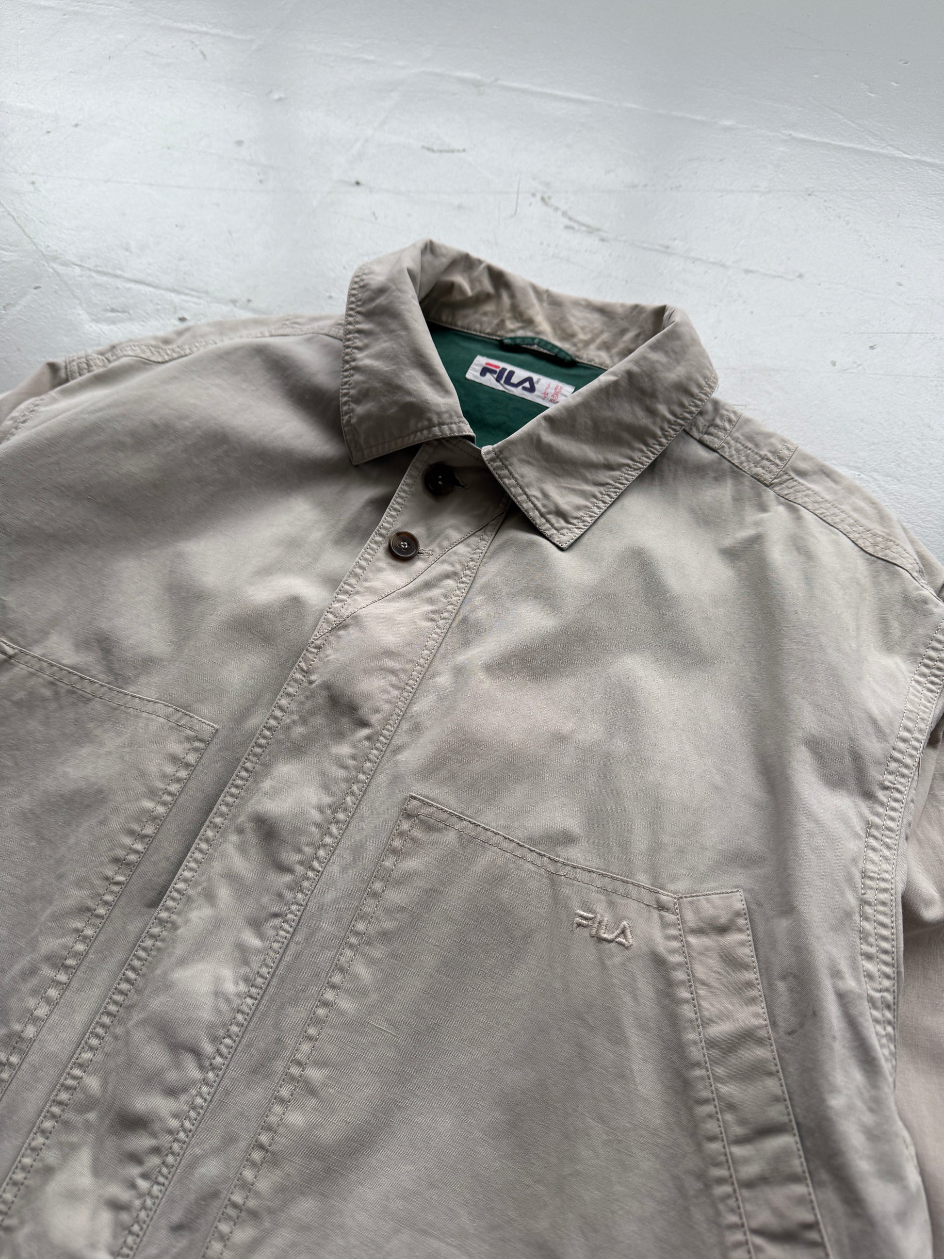 Cream Fila 00's Vintage Barn Field Jacket - Large