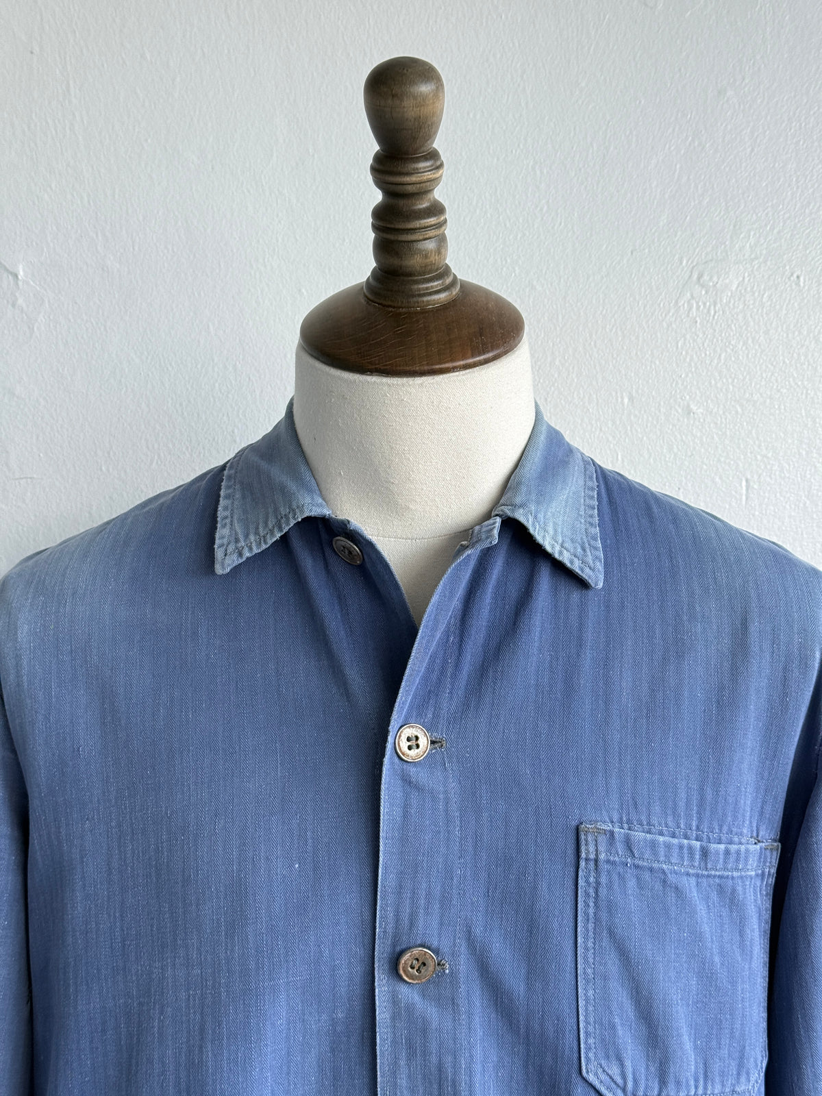 Faded Blue French 1950's Vintage Workwear Chore Jacket CH463 - Small