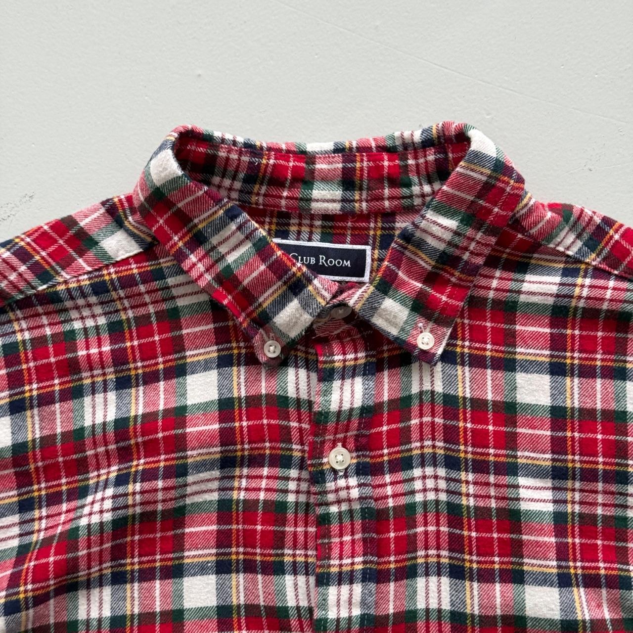 Red and White Checkered Long Sleeve 90s Vintage Flannel Shirt - XL