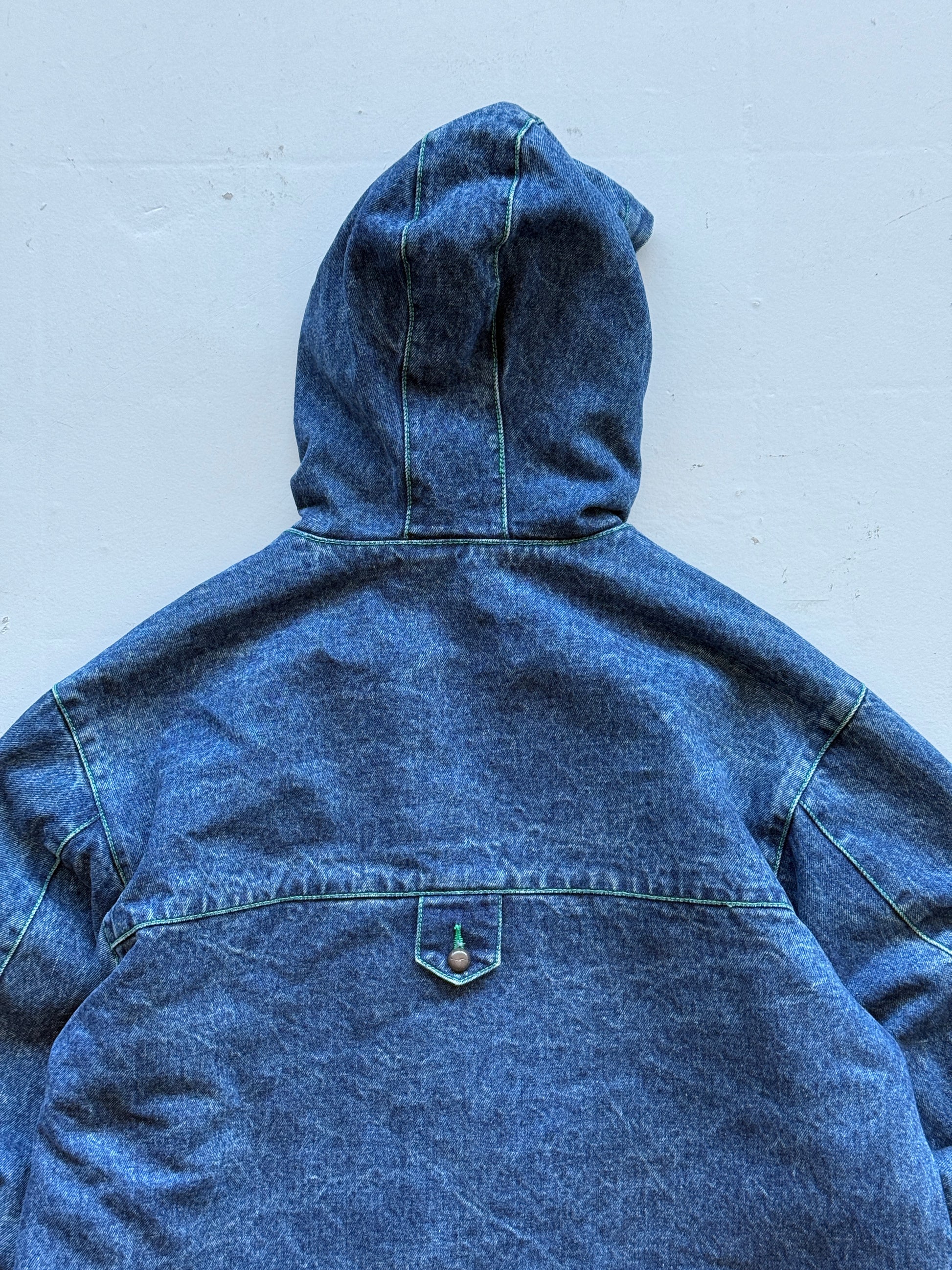 Blue Wrangler 90's Vintage Denim Parka Jacket - Medium