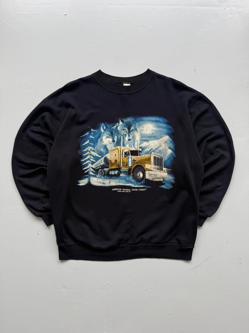 American Original Truck Wolf Graphic 90's Vintage Sweatshirt - Large