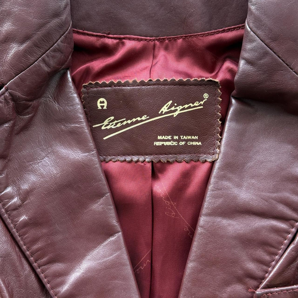 Burgundy Leather Blazer Vintage 90s Jacket - Womens Size 10