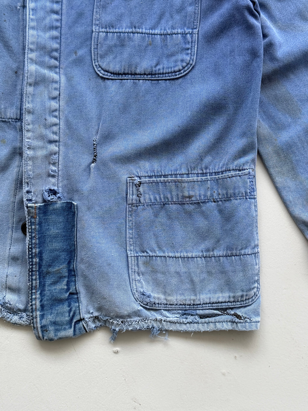 Thrashed Blue French Vintage Workwear Chore Jacket CH372 - Large
