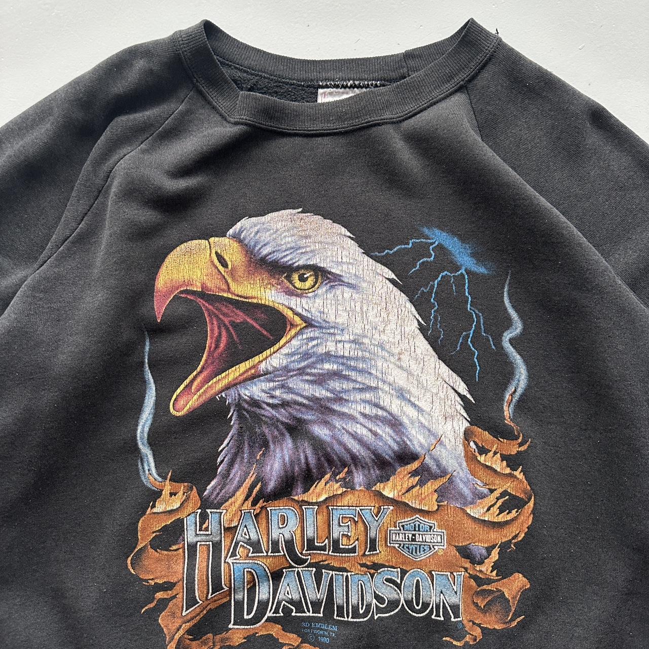 Black Harley Davidson 3D Emblem Rare 90’s Vintage Sweatshirt - Medium